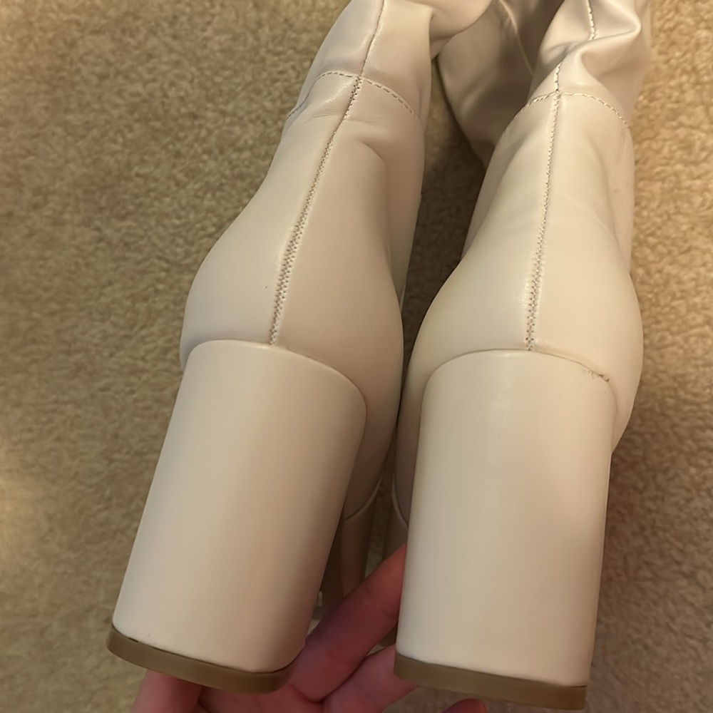 Cream Knee High Boots - Picture 5 of 5